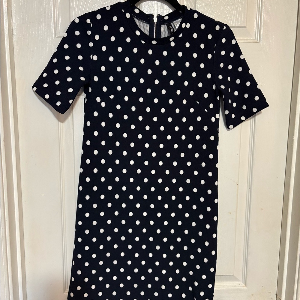 H&M Navy and White Polka Dot Dress